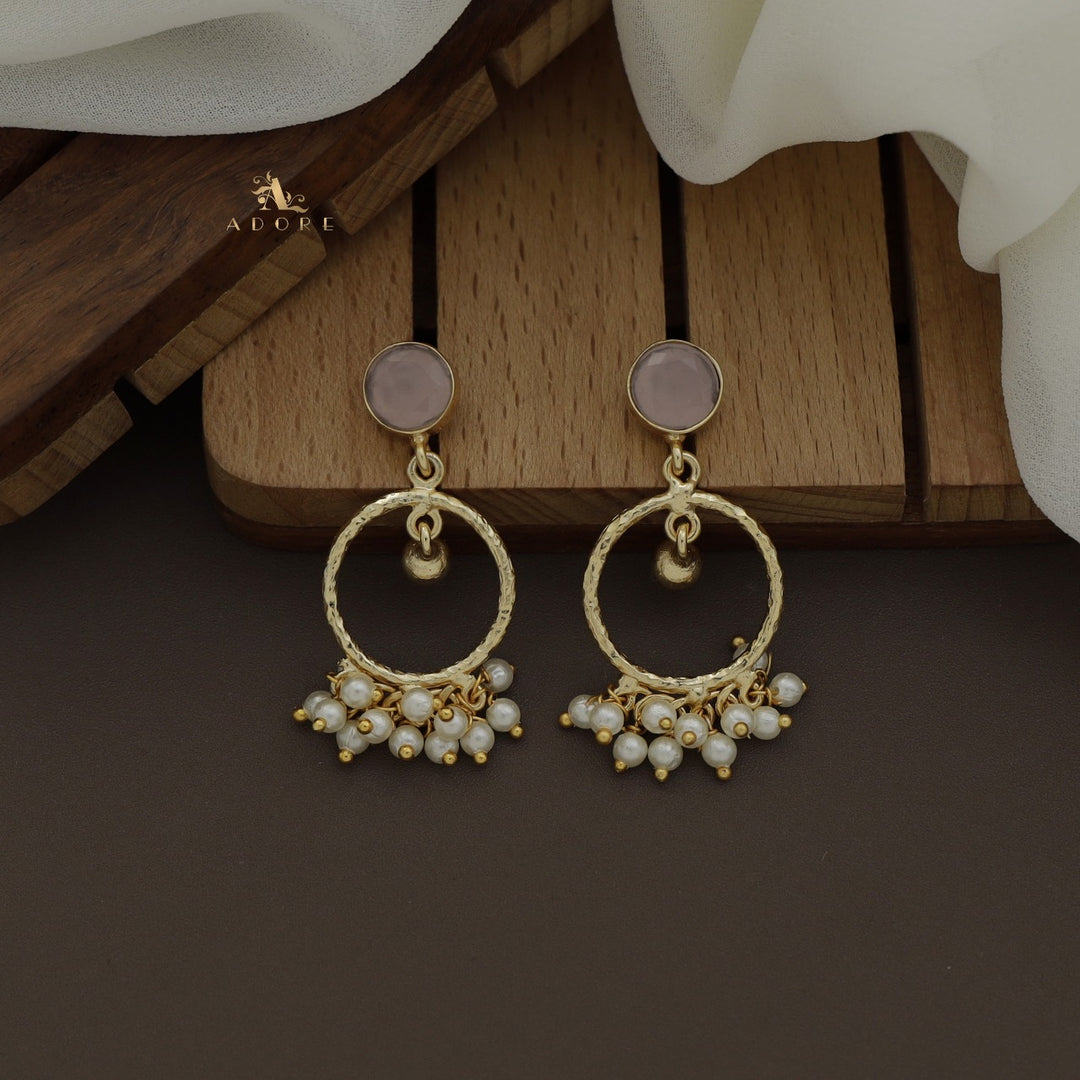 Textured Gavra Hoop Pearl Glossy Earring