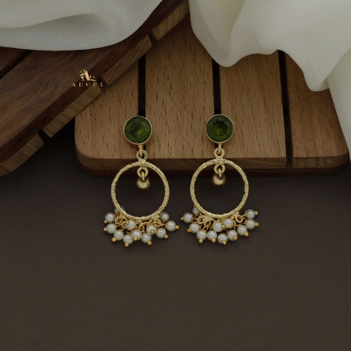 Textured Gavra Hoop Pearl Glossy Earring