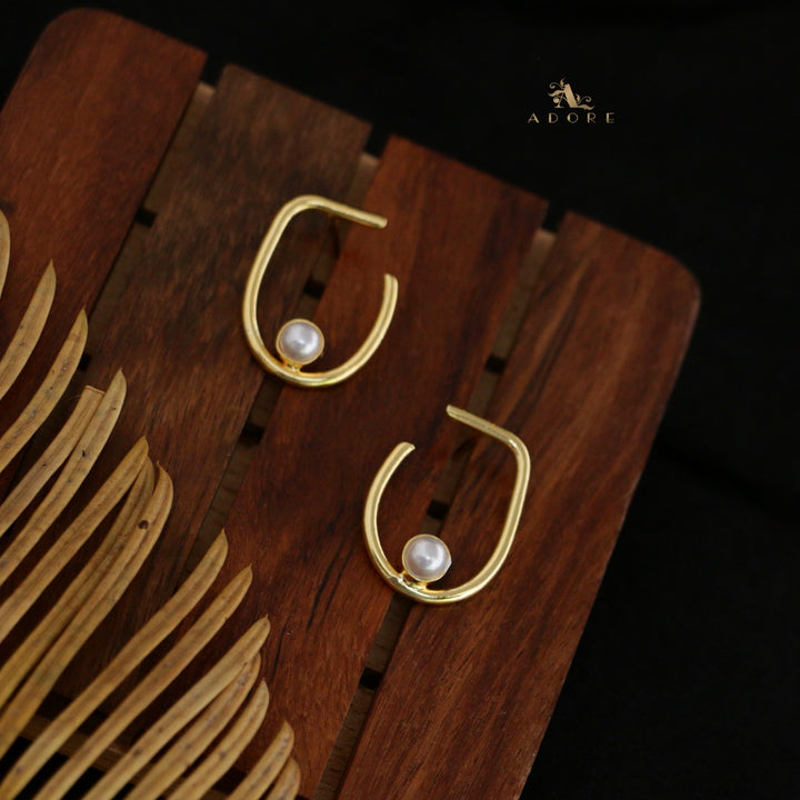 Oni Golden J Pearl Earring