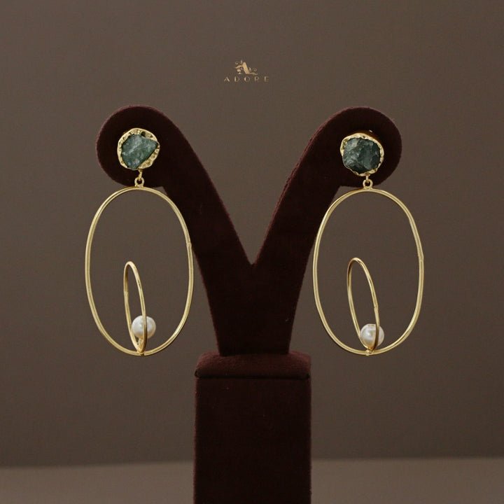 Raw Stone Ellonia Dual oval Pearl Earring