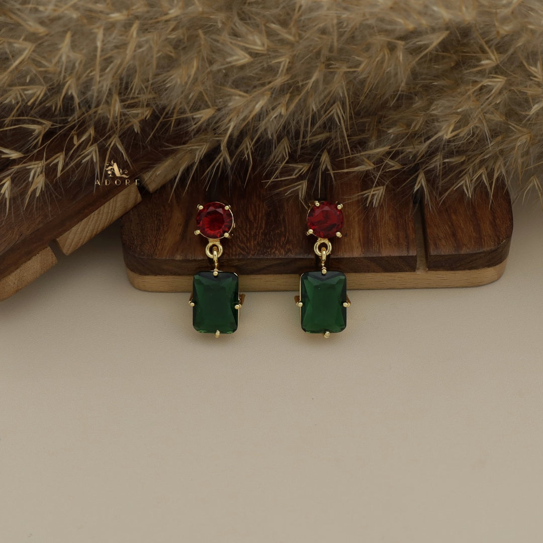 Roshvia Round And Rectangle Glossy Earring