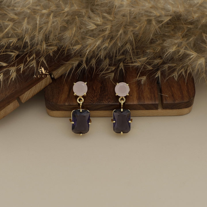 Roshvia Round And Rectangle Glossy Earring