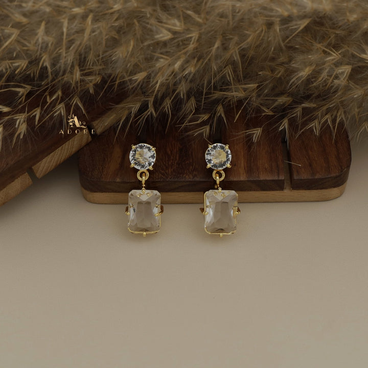 Roshvia Round And Rectangle Glossy Earring
