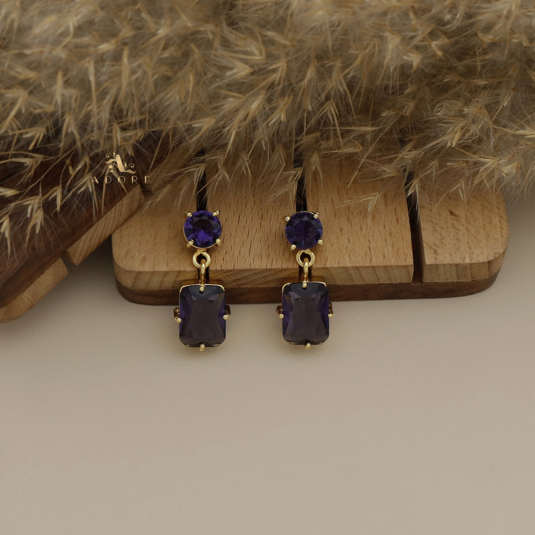 Roshvia Round And Rectangle Glossy Earring