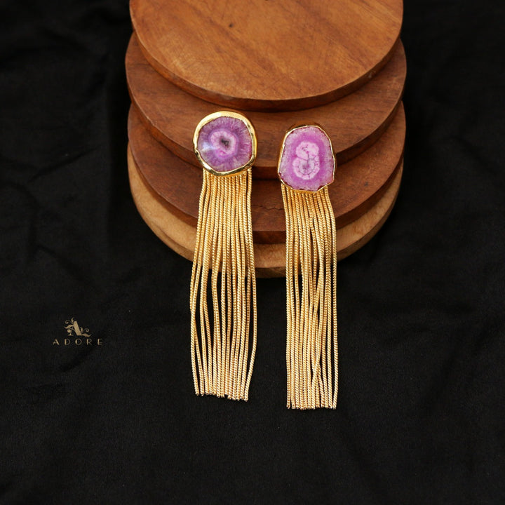 Solar Agate Golden Hangings Earring
