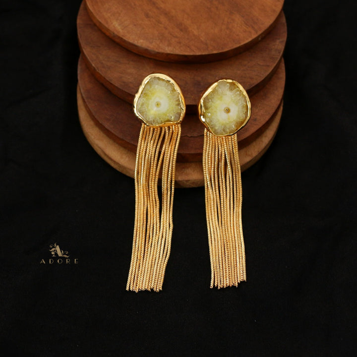 Solar Agate Golden Hangings Earring