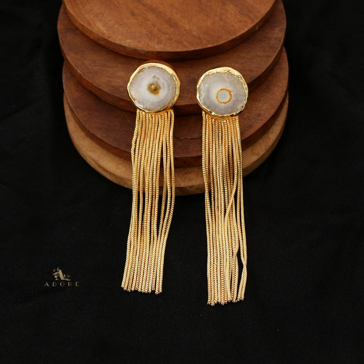 Solar Agate Golden Hangings Earring