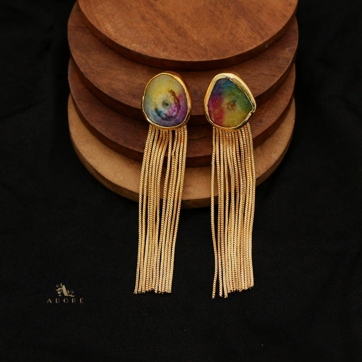 Solar Agate Golden Hangings Earring