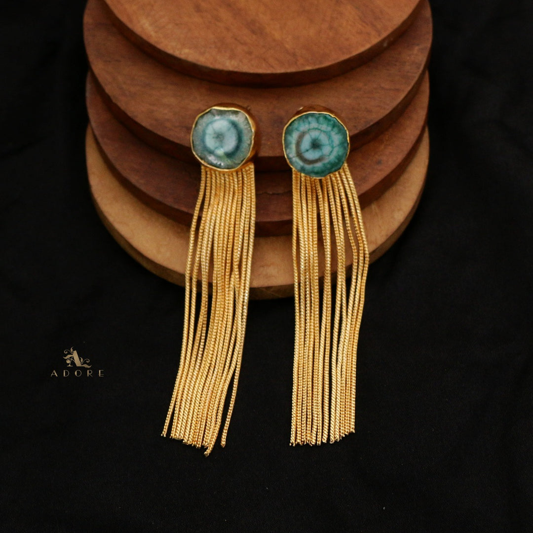 Solar Agate Golden Hangings Earring