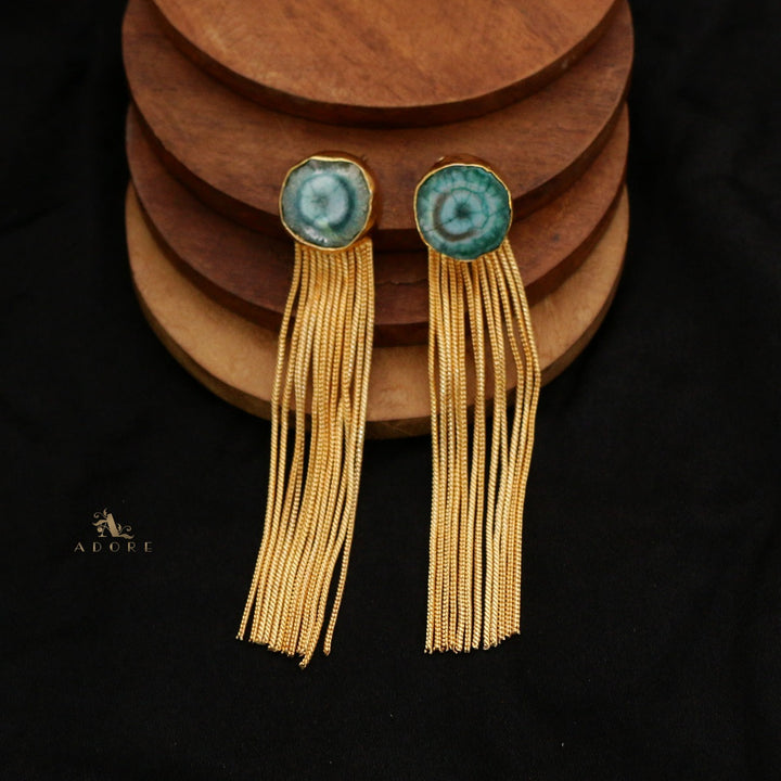 Solar Agate Golden Hangings Earring