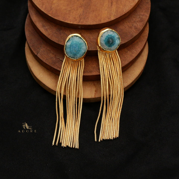 Solar Agate Golden Hangings Earring