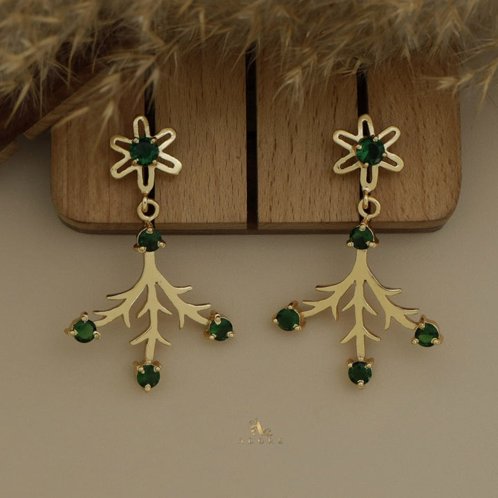 Orkida Golden Flower With Roots Earring