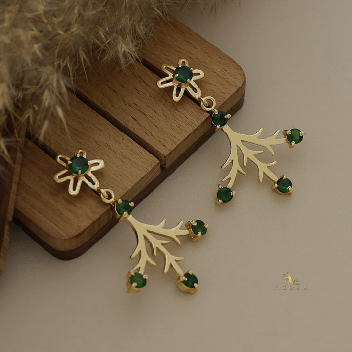 Orkida Golden Flower With Roots Earring