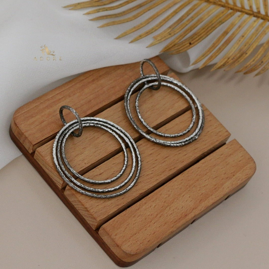 Textured 3 in 1 Circle Earring