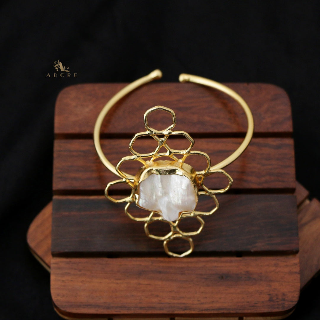 Golden Hexagon Baroque Bangle