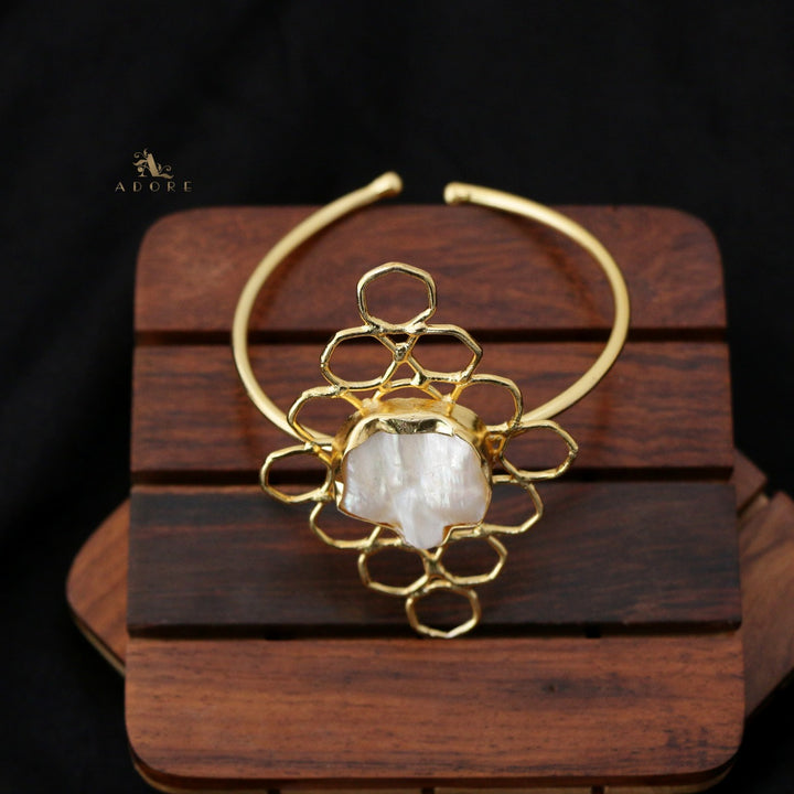 Golden Hexagon Baroque Bangle