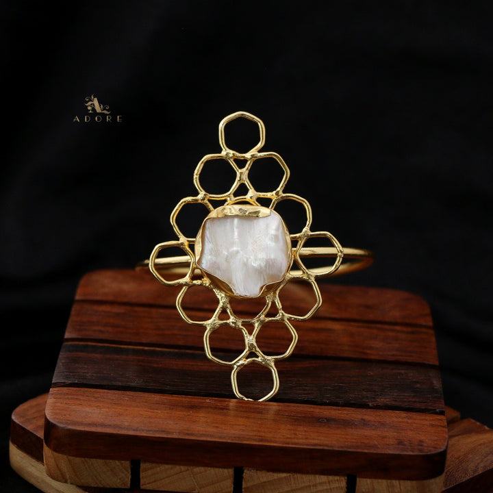 Golden Hexagon Baroque Bangle