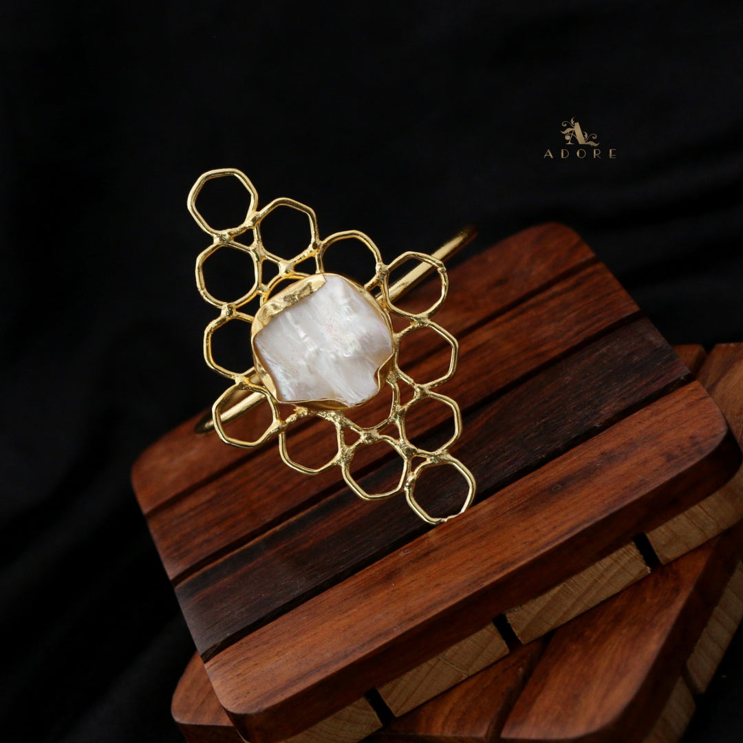 Golden Hexagon Baroque Bangle