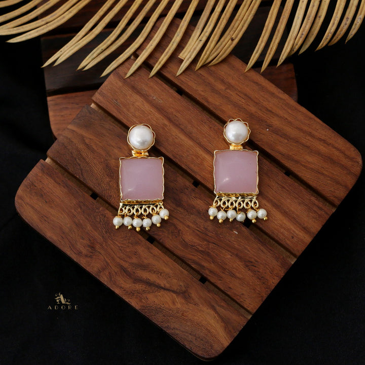 Lezza Square Glossy Pearl Earring