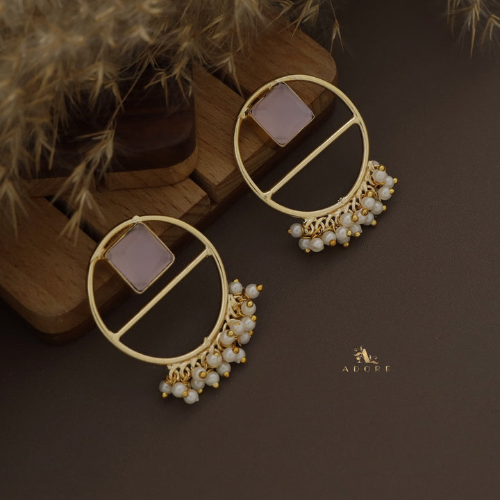 Taisa Round Cluster Pearl Glossy Earring