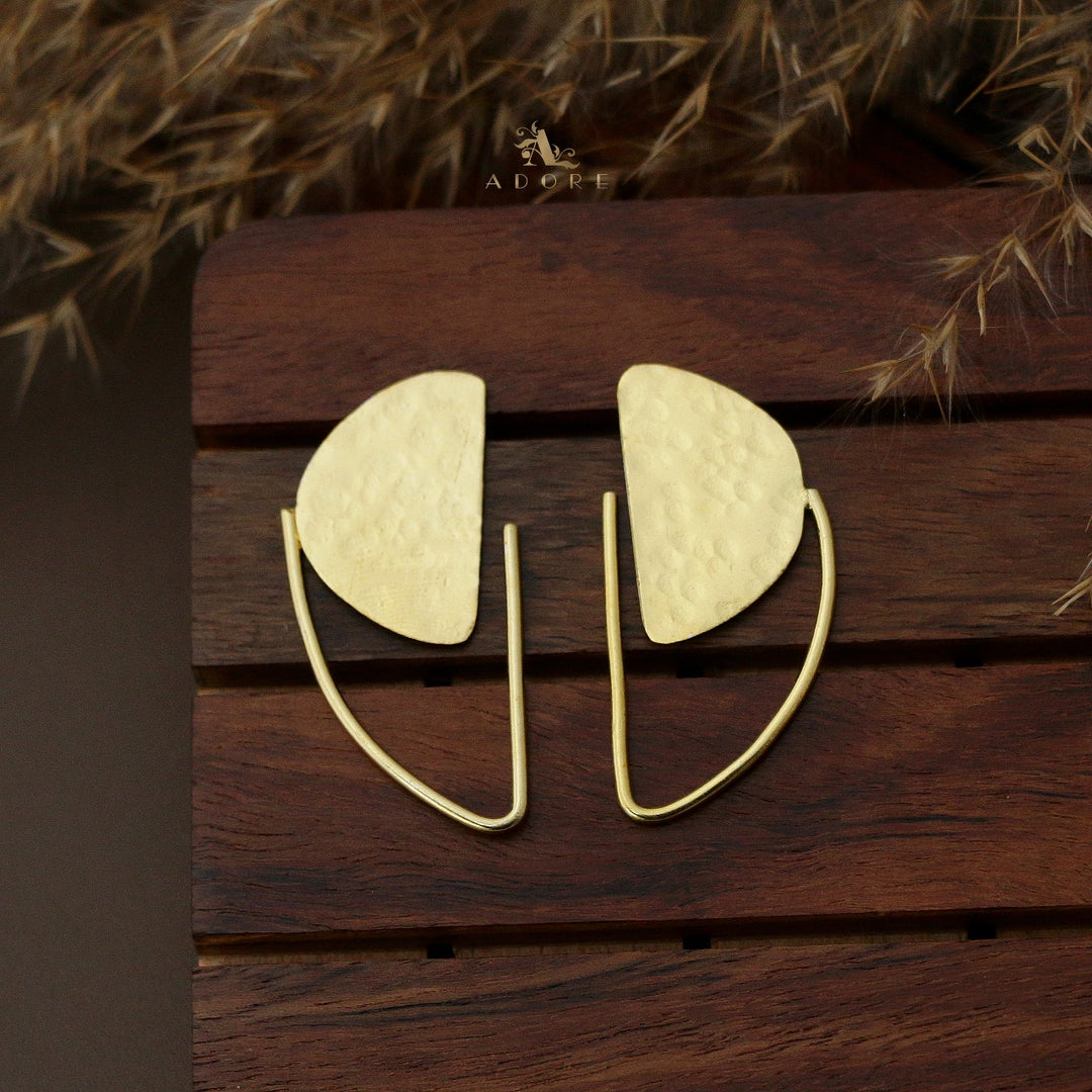 Golden D Hammered Earring