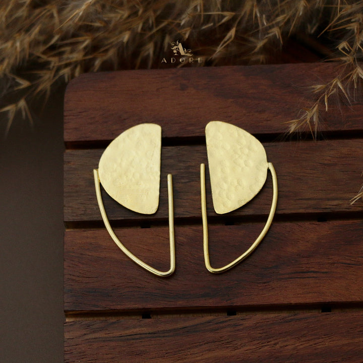 Golden D Hammered Earring