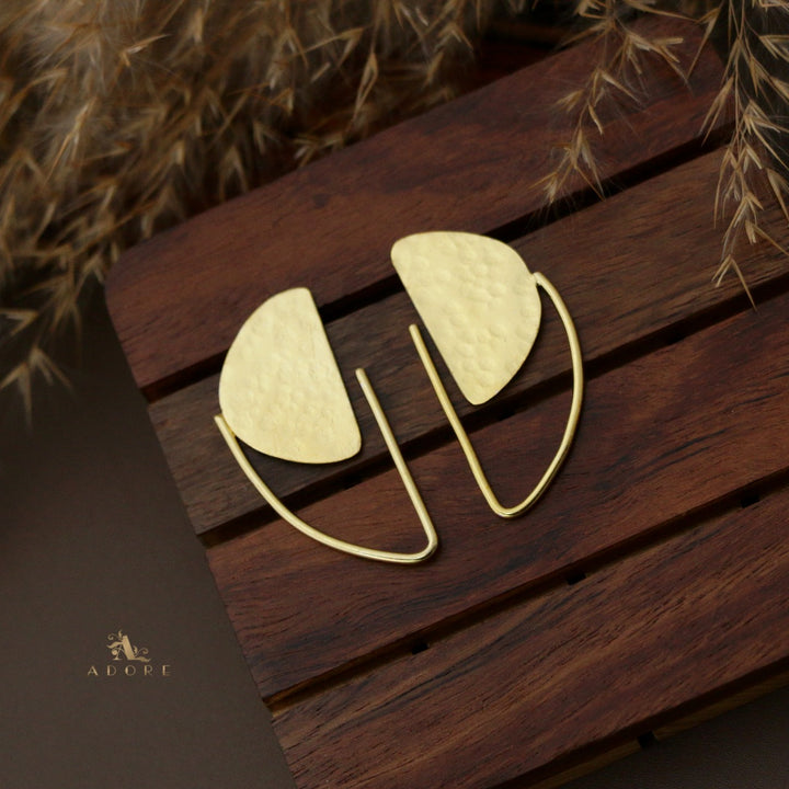 Golden D Hammered Earring