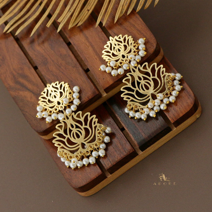 Triptha Golden Lotus Pearl Earring