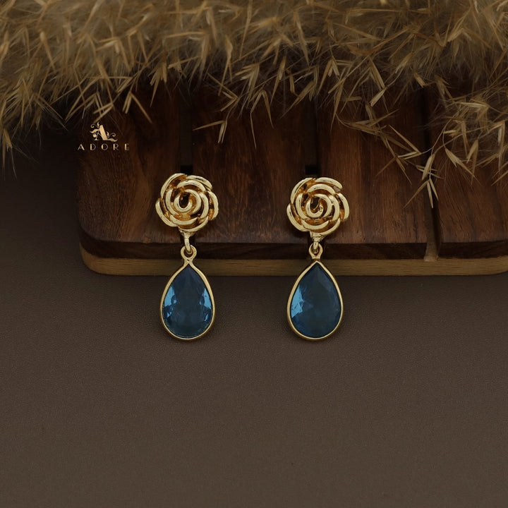 Rosette Drop Glossy Earring