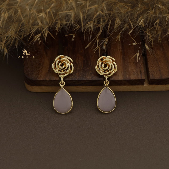 Rosette Drop Glossy Earring
