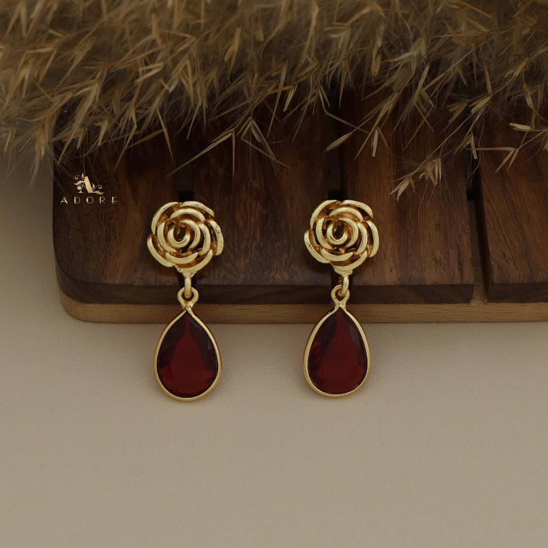 Rosette Drop Glossy Earring