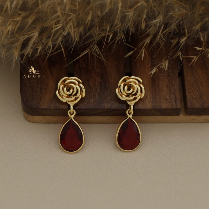 Rosette Drop Glossy Earring