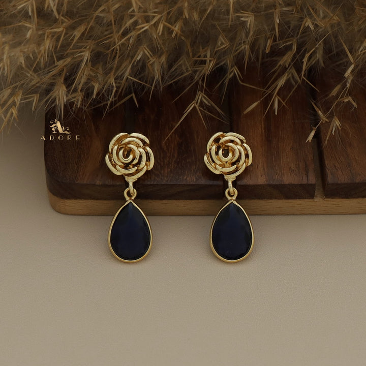 Rosette Drop Glossy Earring