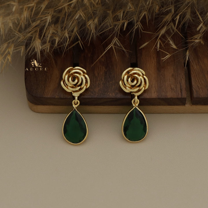 Rosette Drop Glossy Earring