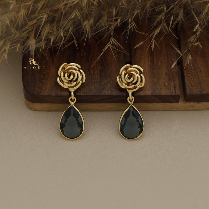 Rosette Drop Glossy Earring