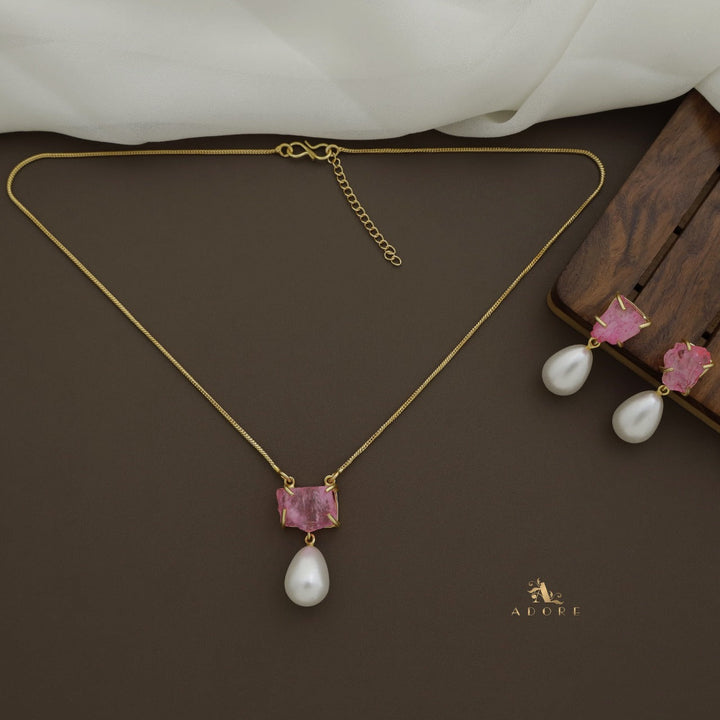 Jaime Dyed Stone Pearl Neckpiece With Earring