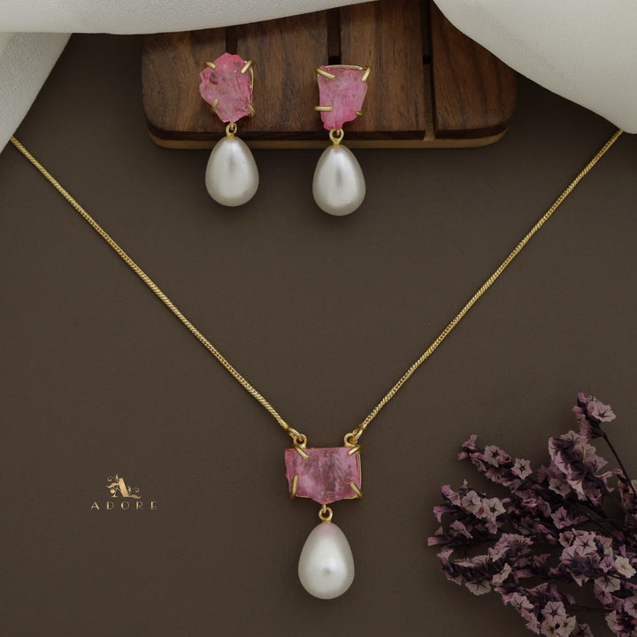 Jaime Dyed Stone Pearl Neckpiece With Earring