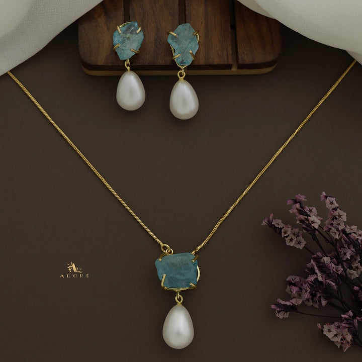 Jaime Dyed Stone Pearl Neckpiece With Earring