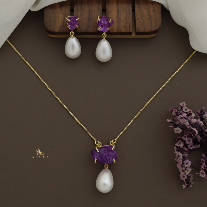 Jaime Dyed Stone Pearl Neckpiece With Earring
