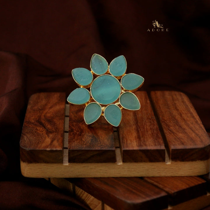 8 Petal Raw Stone Ring (Colour Option)