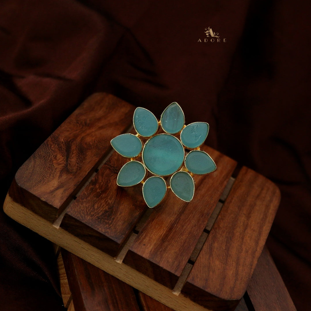 8 Petal Raw Stone Ring (Colour Option)