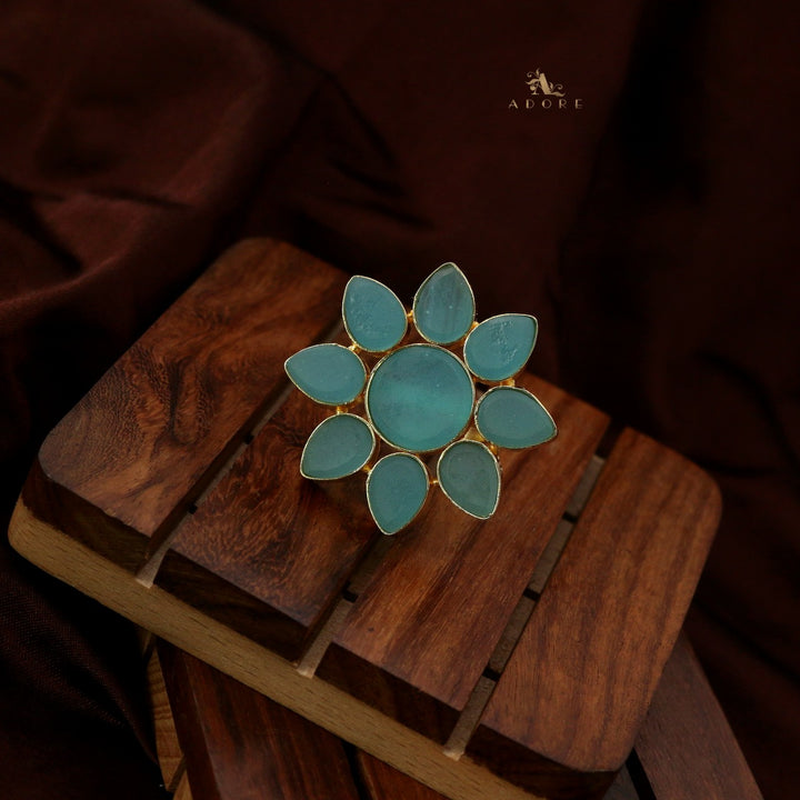 8 Petal Raw Stone Ring (Colour Option)
