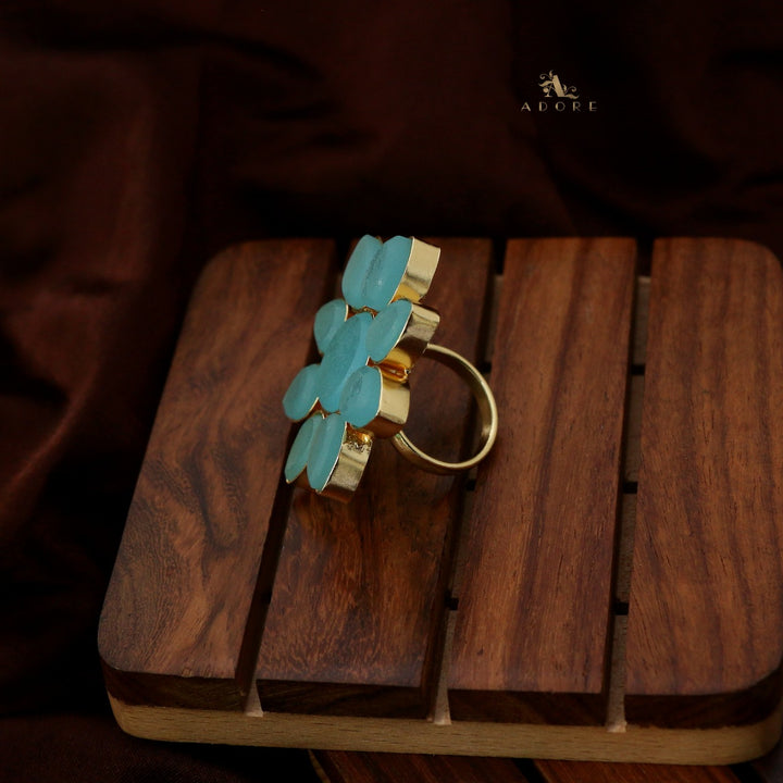 8 Petal Raw Stone Ring (Colour Option)