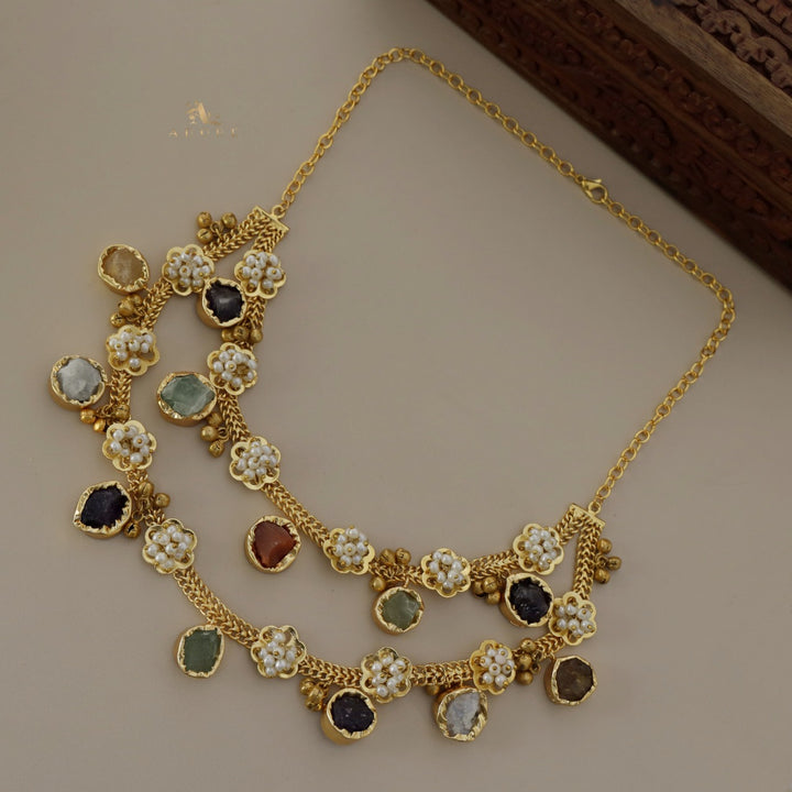 2 Layer Chiara Raw Stone Ghungroo Neckpiece