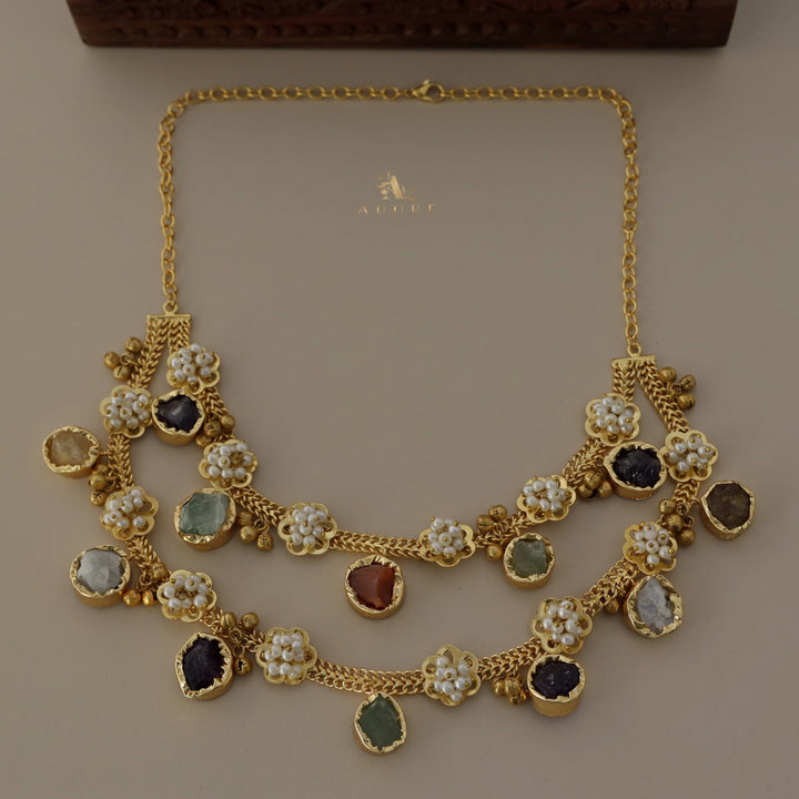 2 Layer Chiara Raw Stone Ghungroo Neckpiece