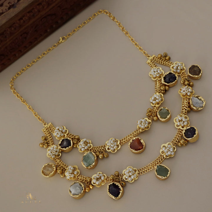 2 Layer Chiara Raw Stone Ghungroo Neckpiece