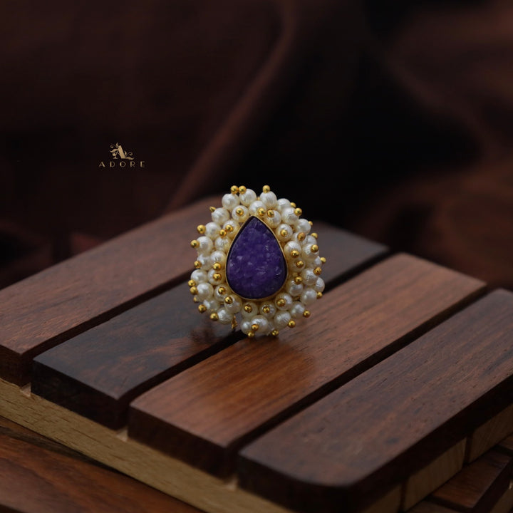 Sahara Cluster Pearl Druzy Stone Ring (Colour Option)