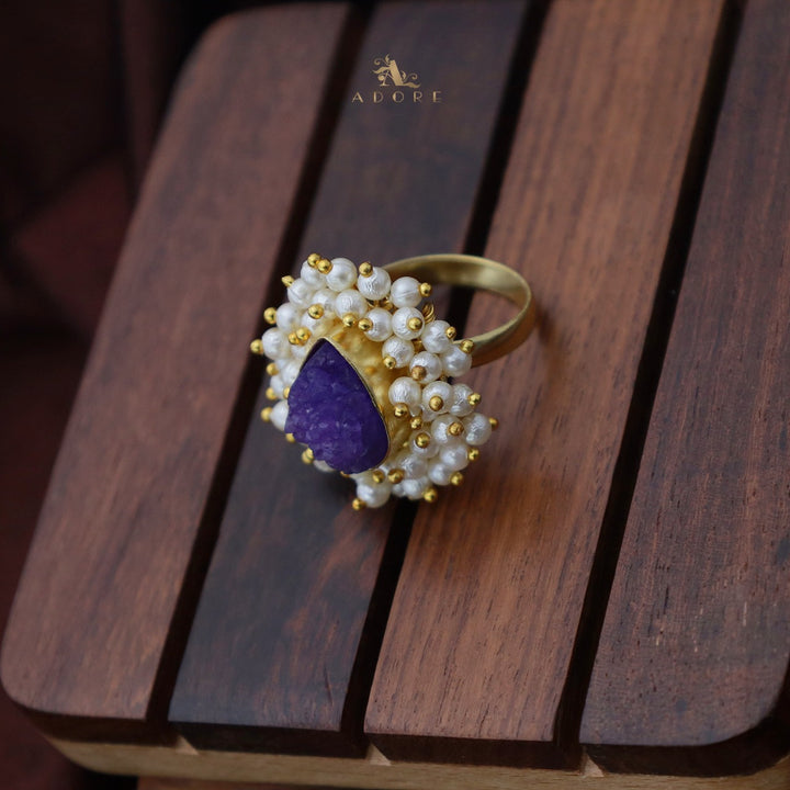 Sahara Cluster Pearl Druzy Stone Ring (Colour Option)