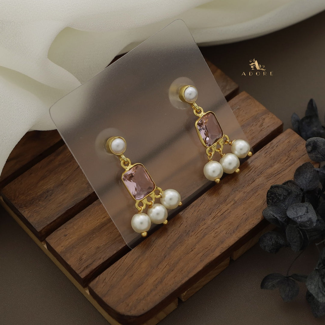 Brenna Rectangle Glossy Pearls Earring