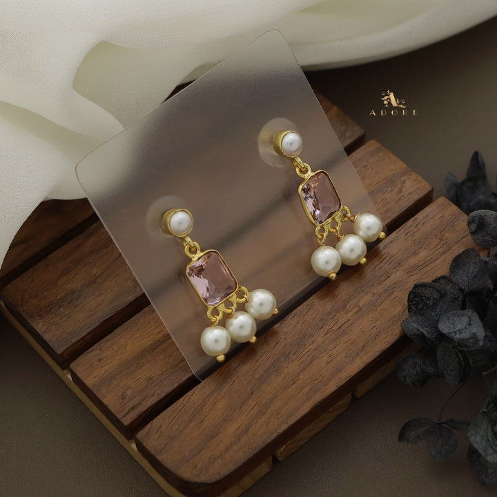Brenna Rectangle Glossy Pearls Earring